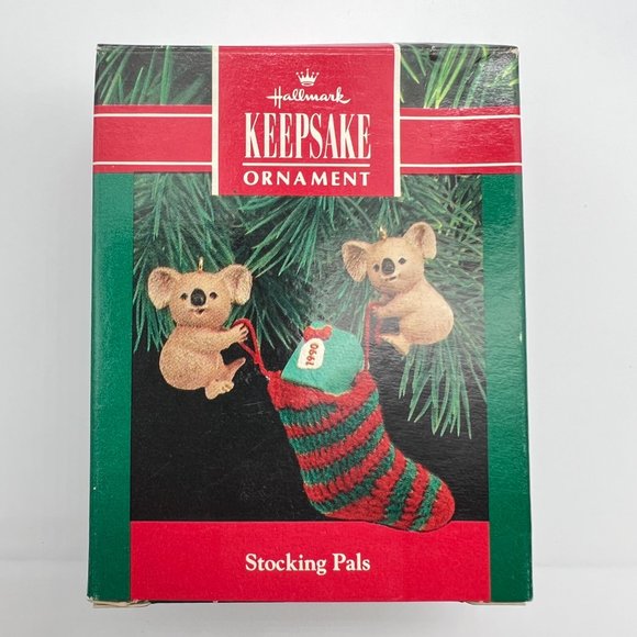 Hallmark Keepsake Stocking Pals KOALA BEARS Ornament From 1990 NEW In Box - Picture 2 of 9